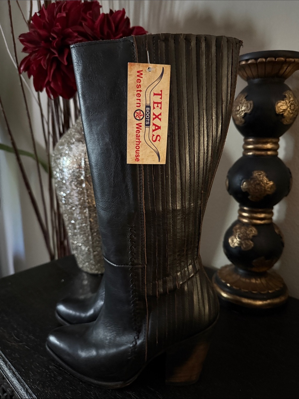Freebird by Steven Black Leather Western Knee Boots